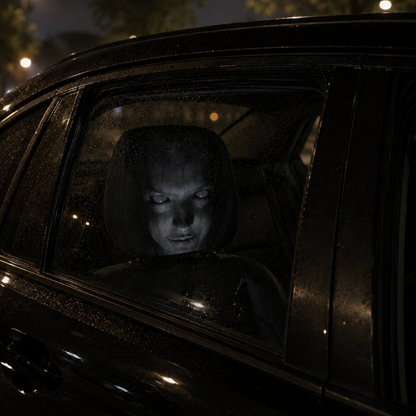 Hauntby™ Silent Stare – Creepy Car Headrest Cover